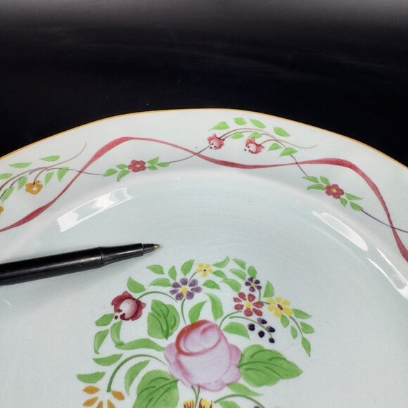 1950s Adams England Calyx Ware Ceramic 9in Dish Plate Set 4 Porcelain Floral VTG - Picture 7 of 15